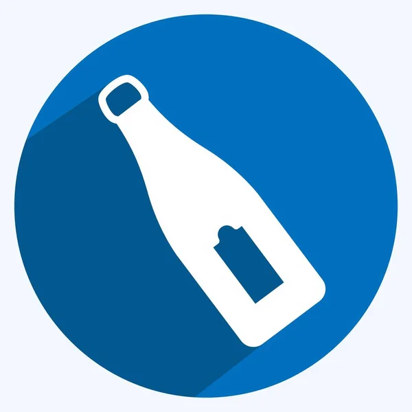 Champagne Bottle Icon Trendy Long Shadow Style Isolated Soft Blue — ストックベクタ