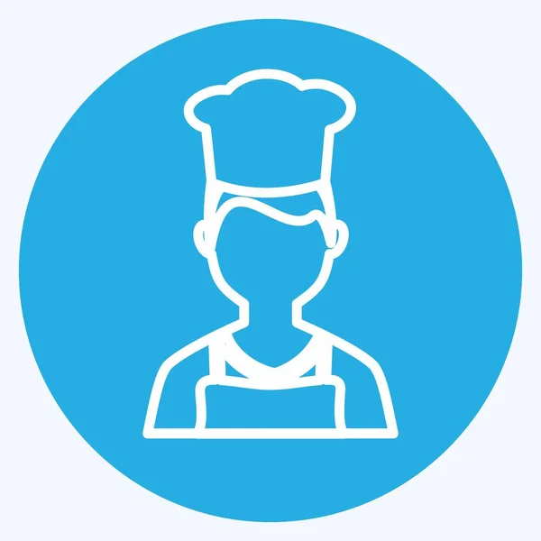 Chef Icône Dans Style Des Yeux Bleus Mode Isolé Sur — Image vectorielle