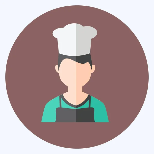 Icono Chef Estilo Plano Moda Aislado Sobre Fondo Azul Suave — Vector de stock