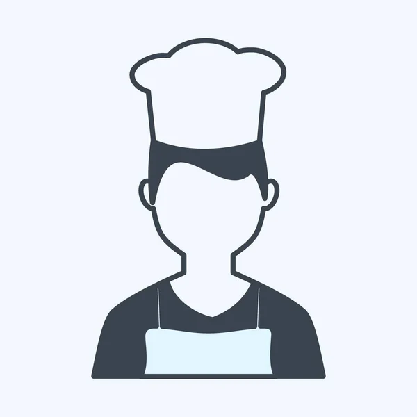 Chef Icône Dans Style Glyphe Mode Isolé Sur Fond Bleu — Image vectorielle