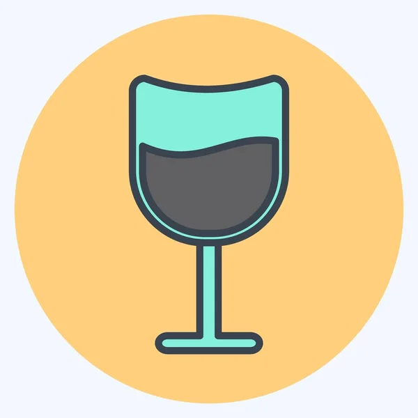 Cocktail Icon Trendy Color Mate Style Isolated Soft Blue Background — Wektor stockowy