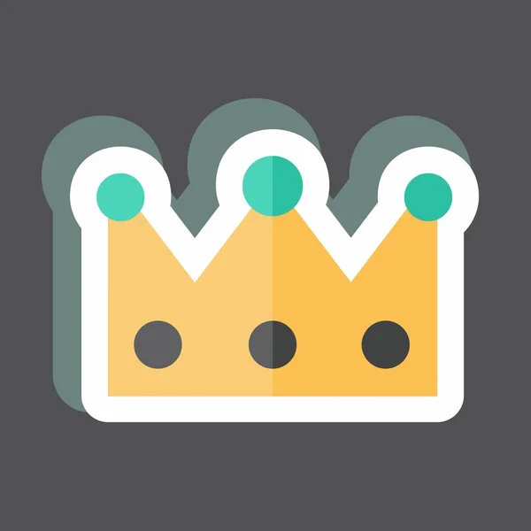 Crown Sticker Trendy Isolated Black Background — Vettoriale Stock