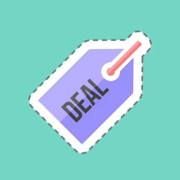 Deals Sticker Trendy Lijn Gesneden Geïsoleerd Blauwe Achtergrond — Stockvector