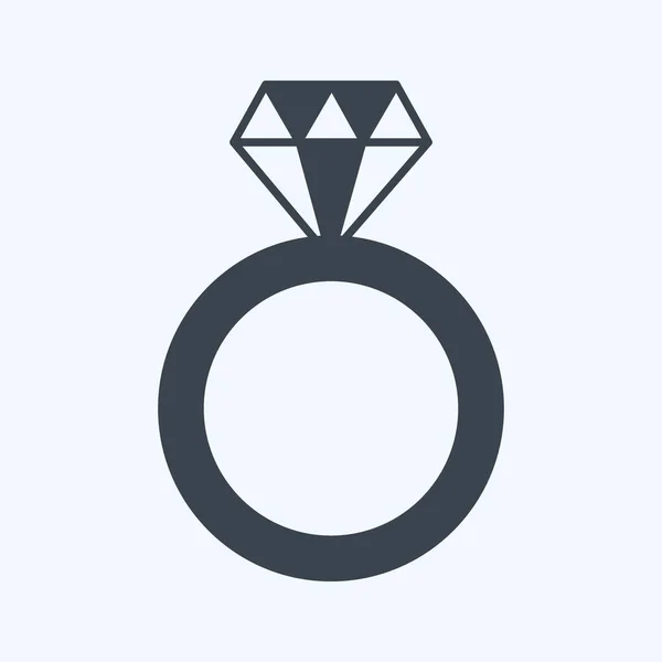 Diamond Ring Ikon Trendig Glyf Stil Isolerad Mjuk Blå Bakgrund — Stock vektor