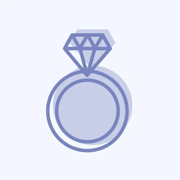 Diamond Ring Icon Trendy Two Tone Style Isolated Soft Blue — Stock Vector