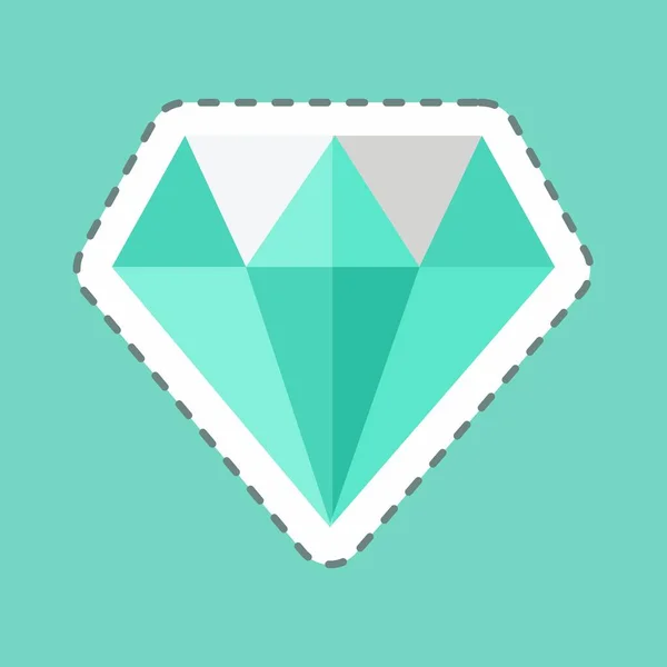 Diamond Sticker Trendy Line Cut Isolated Blue Background — Stockvektor