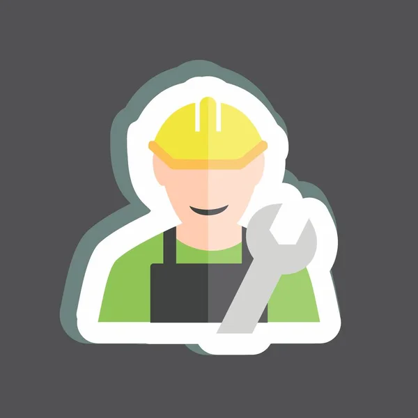 Engineer Sticker Trendy Geïsoleerd Zwarte Achtergrond — Stockvector