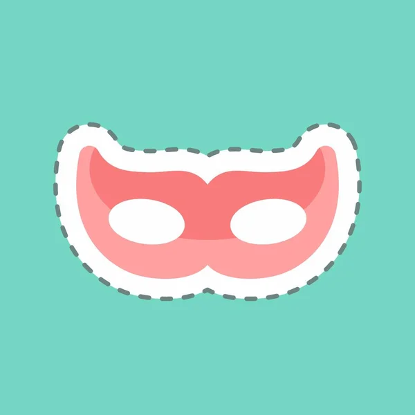 Eyes Mask Sticker Trendy Line Cut Isolated Blue Background — 스톡 벡터
