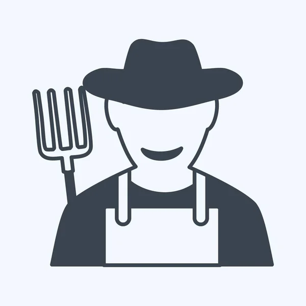 Farmer Icon Trendy Glyph Style Isolated Soft Blue Background — 스톡 벡터