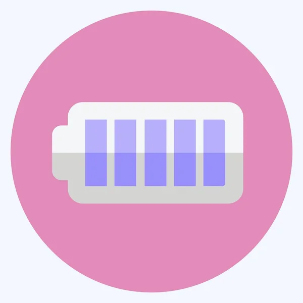 Full Battery Icon Trendy Flat Style Isolated Soft Blue Background — Stockvektor
