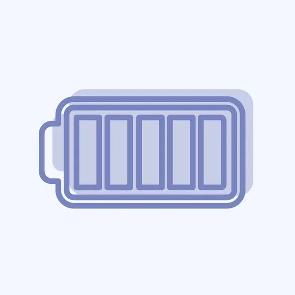 Full Battery Icon Trendy Two Tone Stijl Geïsoleerd Zachte Blauwe — Stockvector