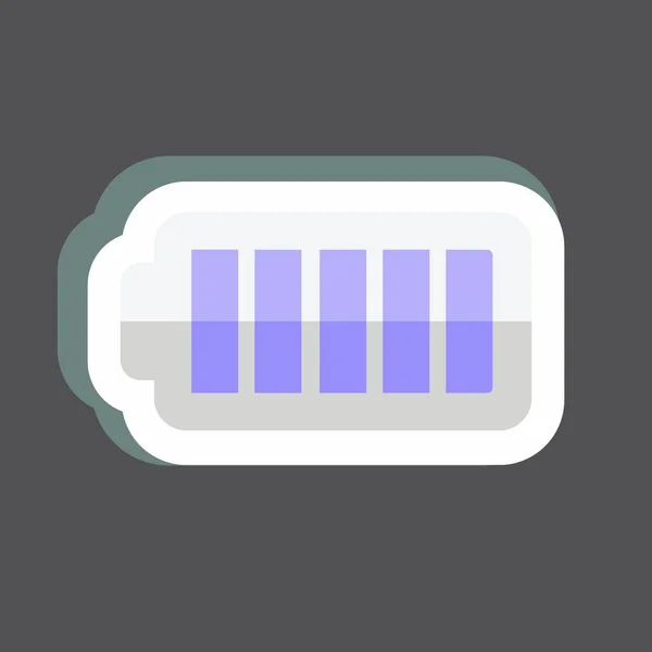 Full Battery Sticker Trendy Isolated Black Background — Vetor de Stock