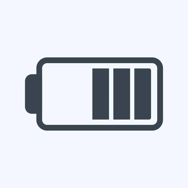 Half Battery Icon Trendy Glyph Style Isolated Soft Blue Background — Stockvektor
