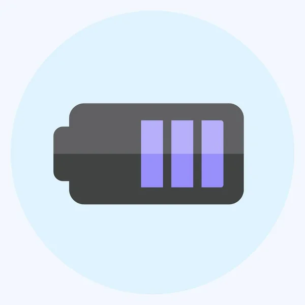 半电池图标 流行平板风格 深蓝色背景隔离 — 图库矢量图片