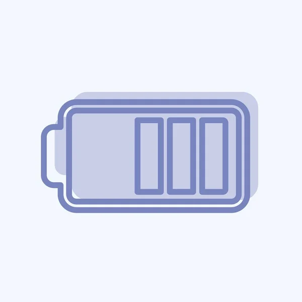 Half Battery Icon Trendy Two Tone Stijl Geïsoleerd Zachte Blauwe — Stockvector