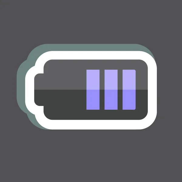 Half Battery Sticker Trendy Isolated Black Background — Stockvektor