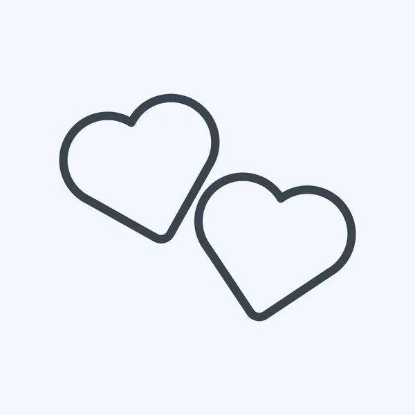 Hearts Icon Trendy Line Style Isolated Soft Blue Background — Vettoriale Stock