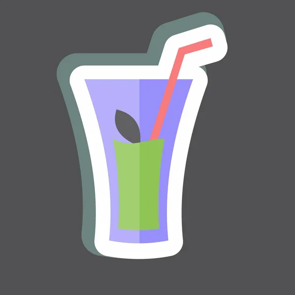 Herbal Drink Sticker Trendy Isolated Black Background — Stockvektor