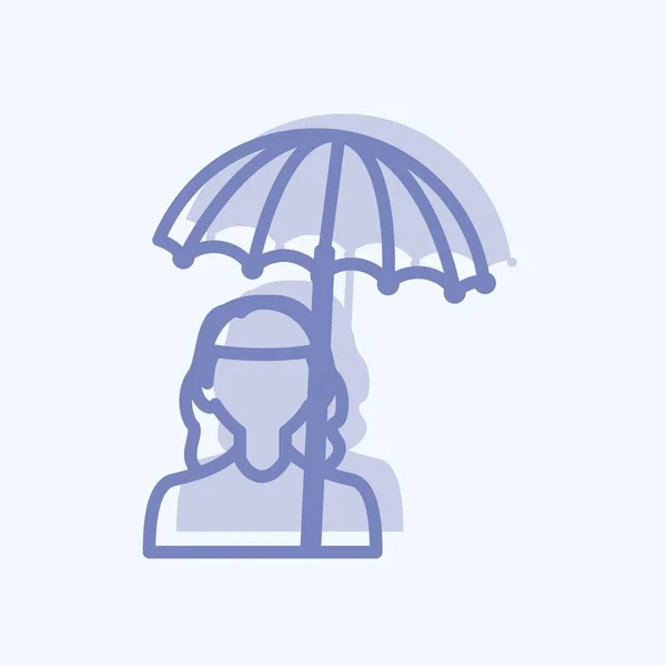 Holding Umbrella Icon Trendy Two Tone Style Isolated Soft Blue — Stock Vector