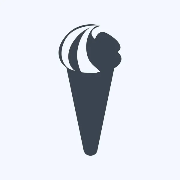 Icecream Icon Trendy Glyph Style Isolated Soft Blue Background — Wektor stockowy