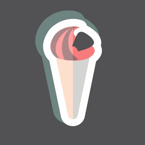 Icecream Sticker Trendy Isolated Black Background — 图库矢量图片