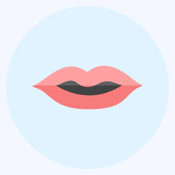 Yumuşak Mavi Arkaplanda Izole Edilmiş Modaya Uygun Düz Biçimdeki Lips — Stok Vektör