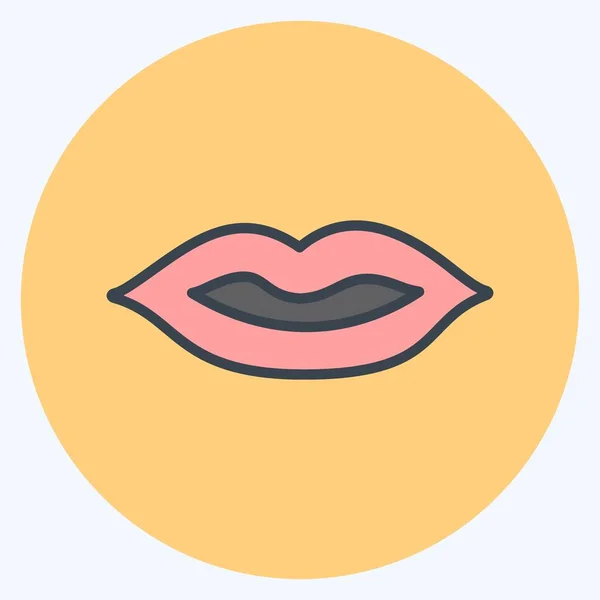 Lips Icon Trendy Color Mate Style Isolated Soft Blue Background —  Vetores de Stock