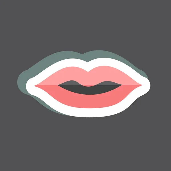 Lips Sticker Trendy Geïsoleerd Zwarte Achtergrond — Stockvector