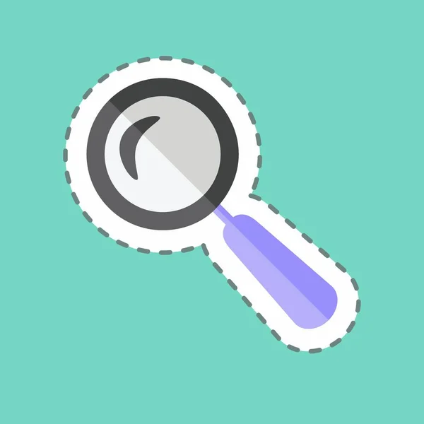 Magnifier Sticker Trendy Line Cut Isolated Blue Background — 图库矢量图片