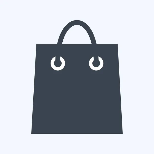 Shopping Bag Icon Trendy Glyph Style Isolated Soft Blue Background — стоковый вектор