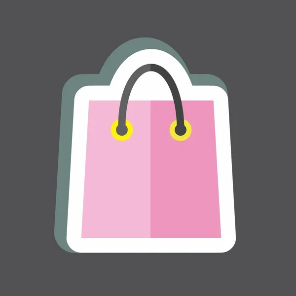 Shopping Bag Sticker Trendy Isolated Black Background — ストックベクタ