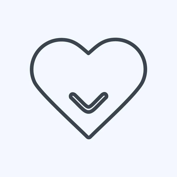 Single Heart Icon Trendy Line Style Isolated Soft Blue Background — 스톡 벡터