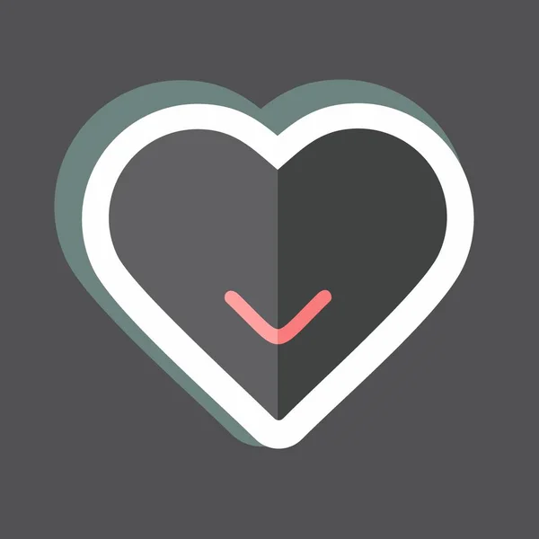 Single Heart Sticker Trendy Isolated Black Background — Vetor de Stock
