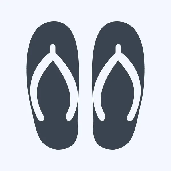 Slippers Icon Trendy Glyph Style Isolated Soft Blue Background — Vetor de Stock