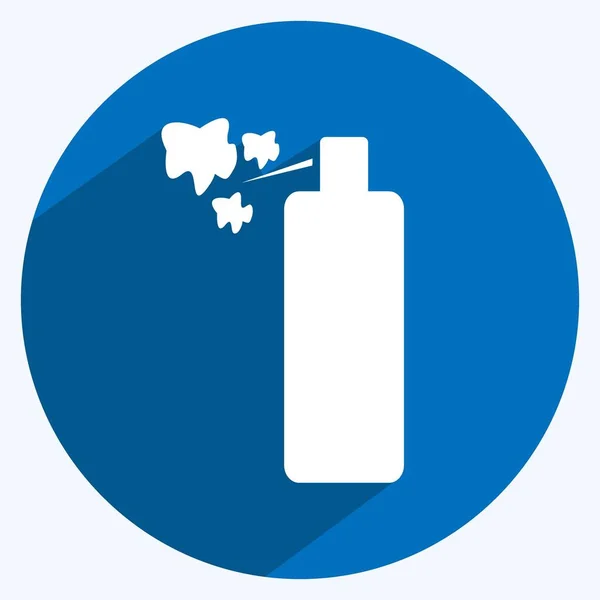 Spray Icon Trendy Long Shadow Style Isolated Soft Blue Background — Stockvektor