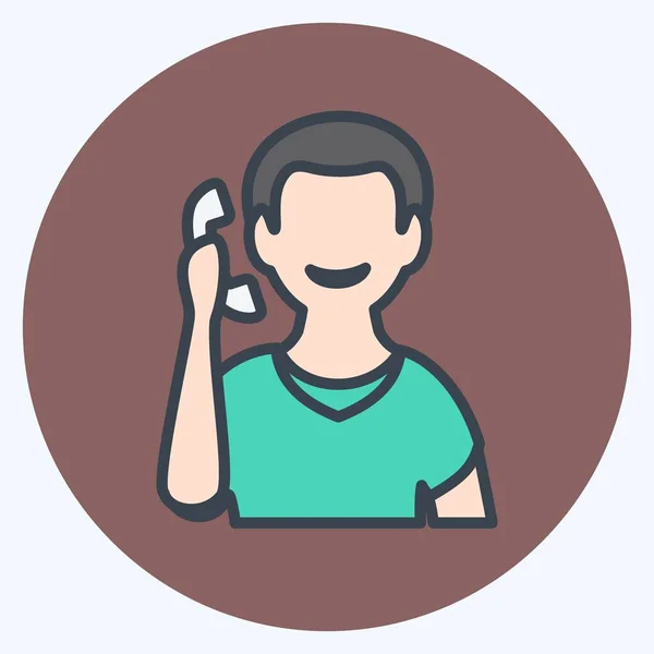 Μιλώντας Στο Τηλέφωνο Εικονίδιο Μοντέρνο Στυλ Ματ Χρώμα Που Απομονώνονται — Διανυσματικό Αρχείο