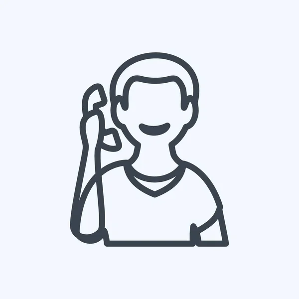 Talking Phone Icon Trendy Line Style Isolated Soft Blue Background —  Vetores de Stock