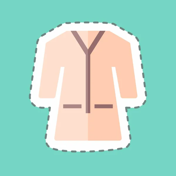 Towel Robe Sticker Trendy Line Cut Isolated Blue Background — 스톡 벡터