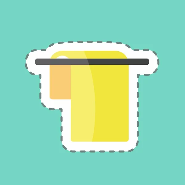 Towel Sticker Trendy Line Cut Isolated Blue Background — 스톡 벡터