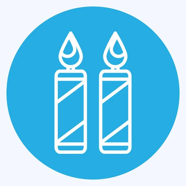 Two Candles Icon Trendy Blue Eyes Style Isolated Soft Blue — стоковый вектор