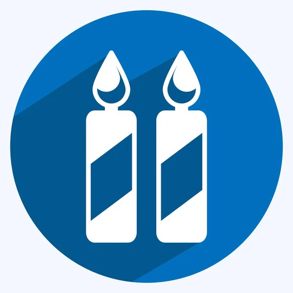 Two Candles Icon Trendy Long Shadow Style Isolated Soft Blue — Archivo Imágenes Vectoriales