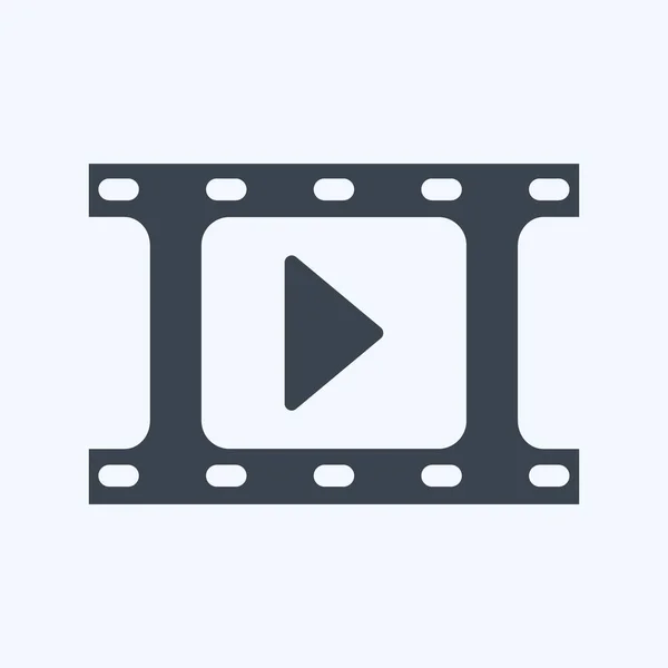 Video Reel Icon Trendy Glyph Style Isolated Soft Blue Background — Stockvektor