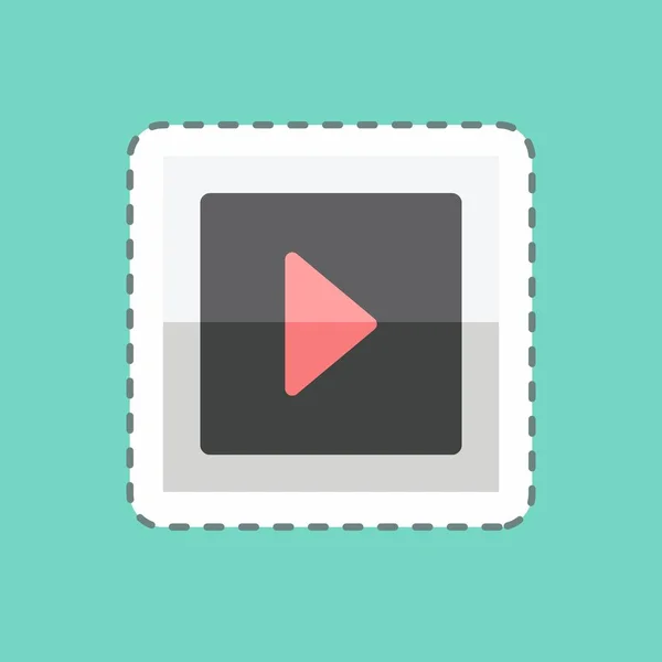 Video Sticker Trendy Line Cut Isolated Blue Background — Vetor de Stock