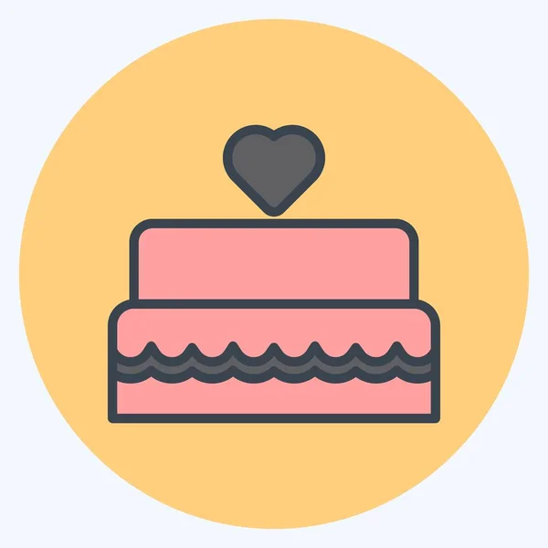 Gâteau Mariage Icône Dans Style Mate Couleur Mode Isolé Sur — Image vectorielle