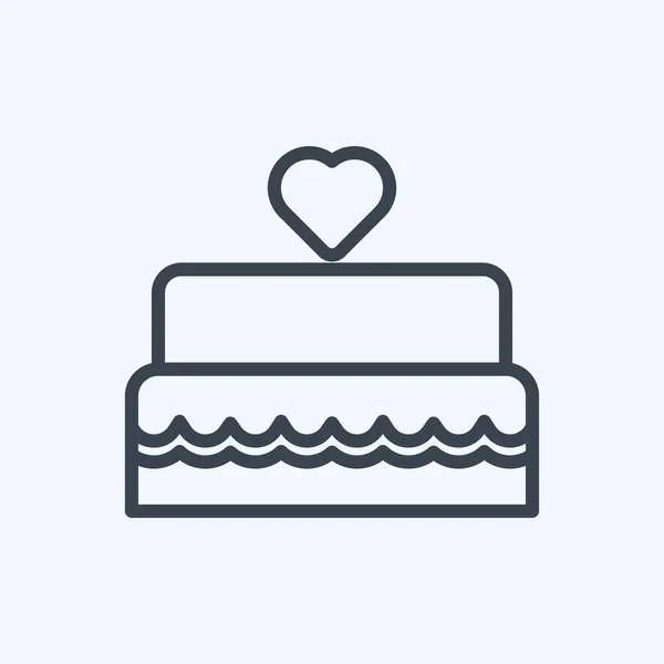 Wedding Cake Icon Trendy Line Style Isolated Soft Blue Background — Archivo Imágenes Vectoriales