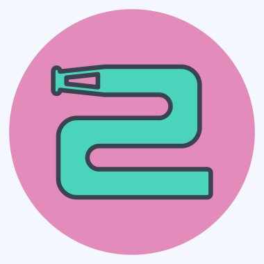 Yumuşak mavi arkaplanda izole su borusu simgesi moda renk eşi biçimi