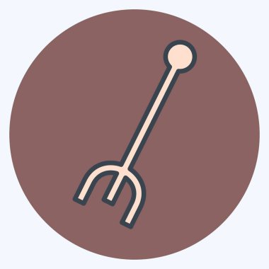 Bahçıvanlık Çatal Simgesi moda renk eş biçimi yumuşak mavi arkaplanda izole