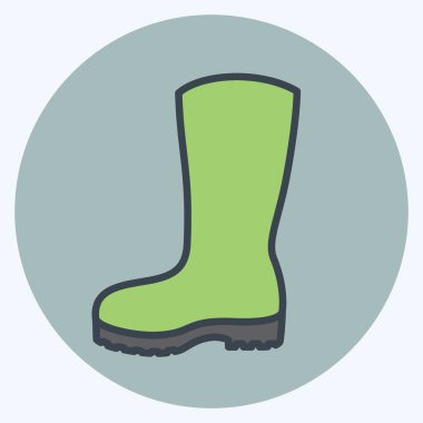 Bahçıvanlık Boots Simgesi son moda renk eş biçimi yumuşak mavi arkaplanda izole