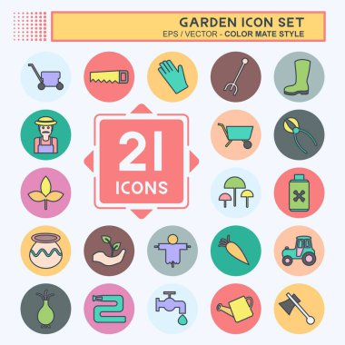 Bahçe Simgesi Yumuşak mavi arkaplanda izole edilmiş modaya uygun renk eş biçimi