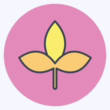 Sonbahar Yaprak Simgesi modaya uygun renk eş biçimi yumuşak mavi arkaplanda izole